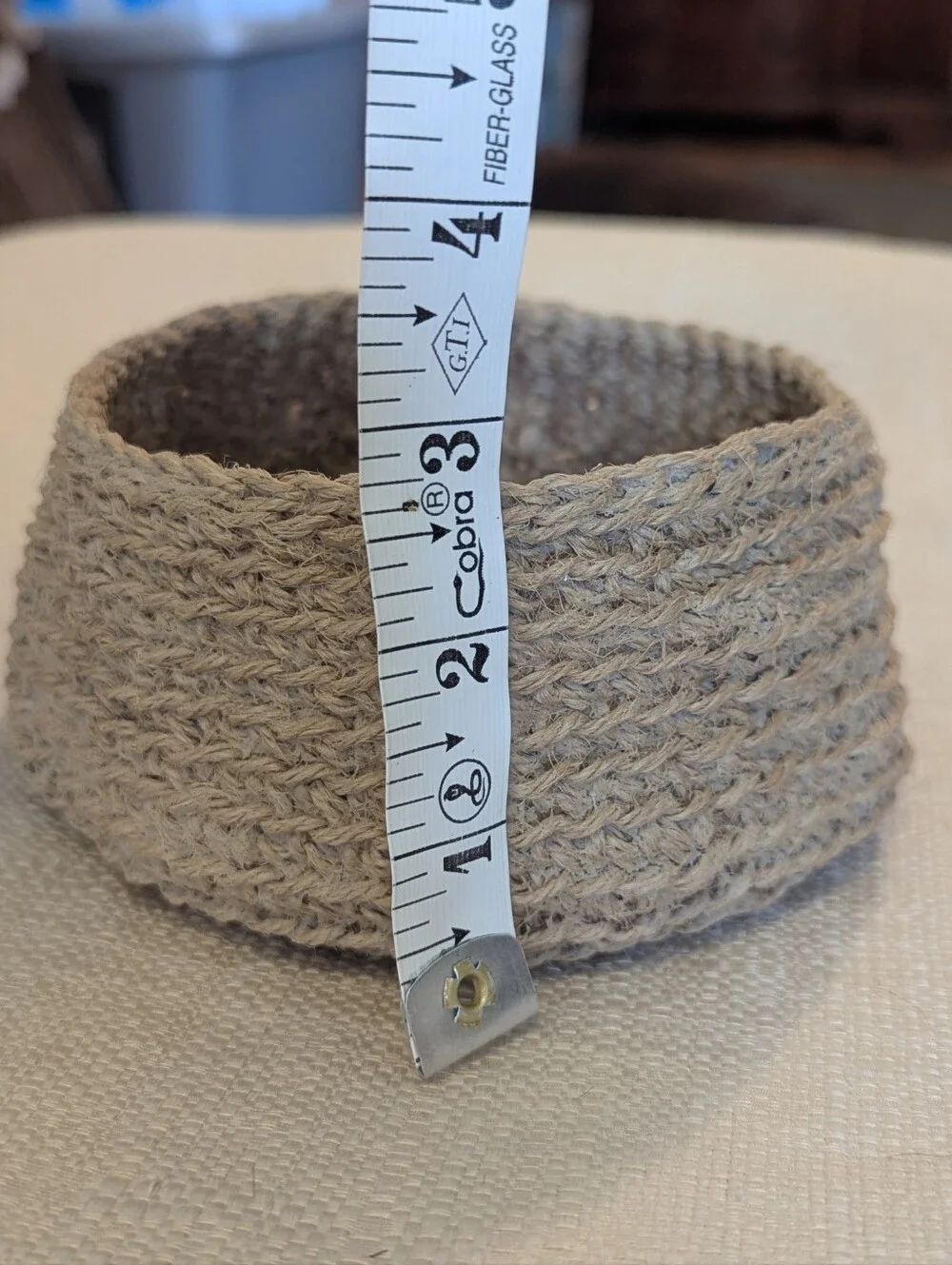 Crocheted Natural Honey Jute Crochet Small Storage Bowls